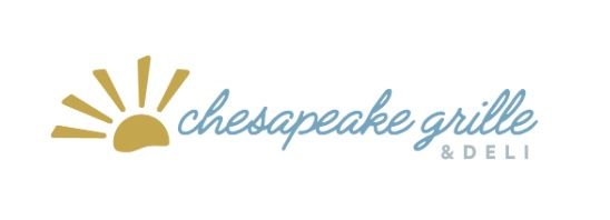 A blue and white logo for chesapeake bay.